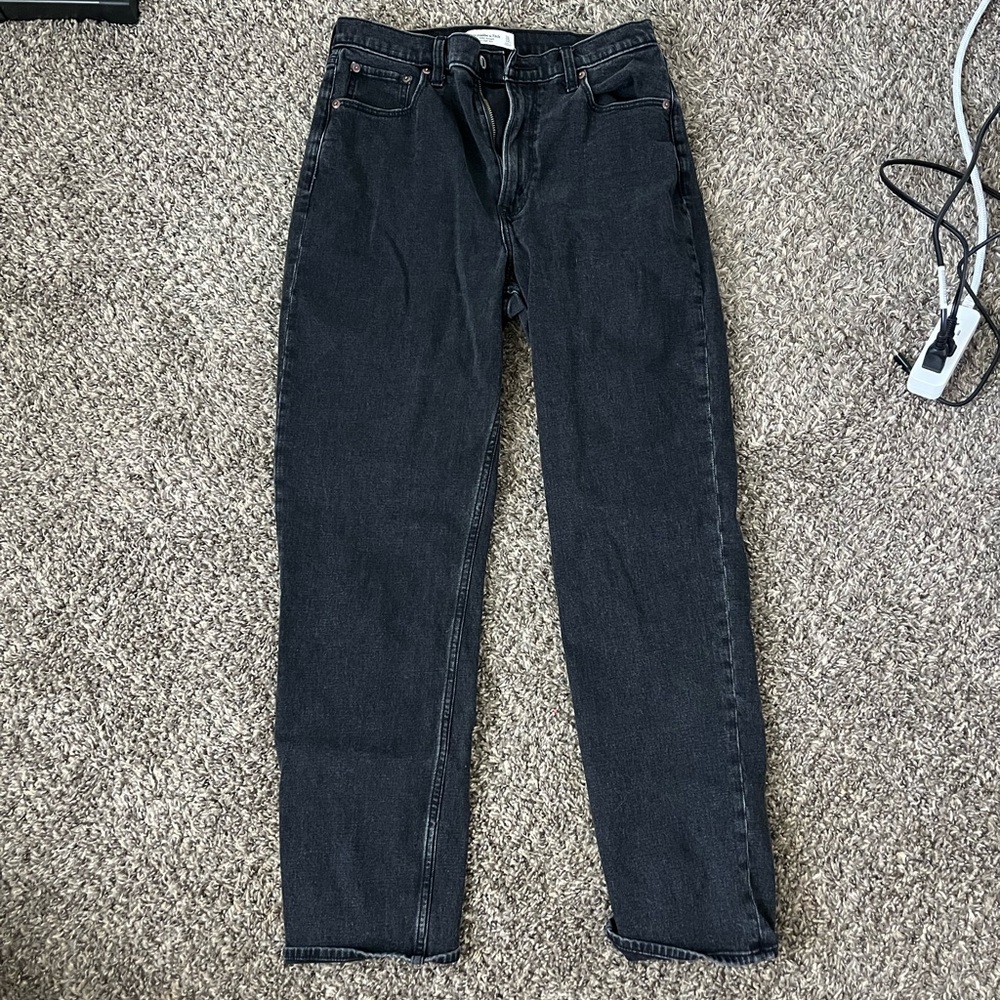 Curve Love Ankle Straight Ultra High Rise Black Jeans size 31 X-Long